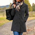 Women's Longline Wool-Look Coat, Regular Fit Button Front Overcoat