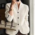 Women's Textured Knit Cardigan with Stand Collar, Button Front, Regular Fit