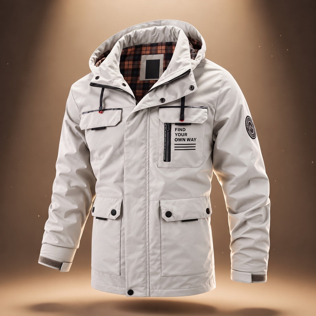 Men's Hooded Parka Jacket with Multi Pocket Design, Regular Fit