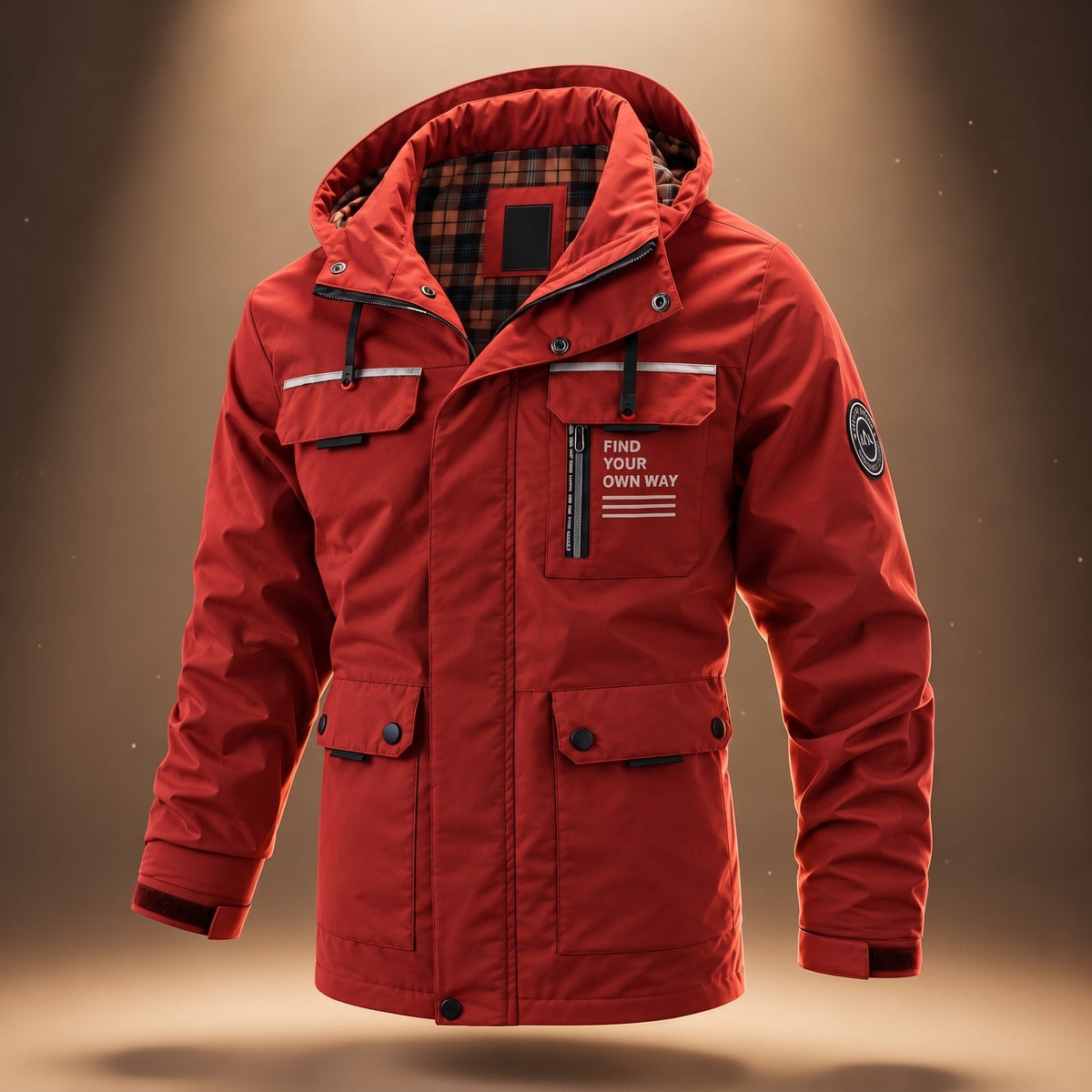 Men's Hooded Parka Jacket with Multi Pocket Design, Regular Fit