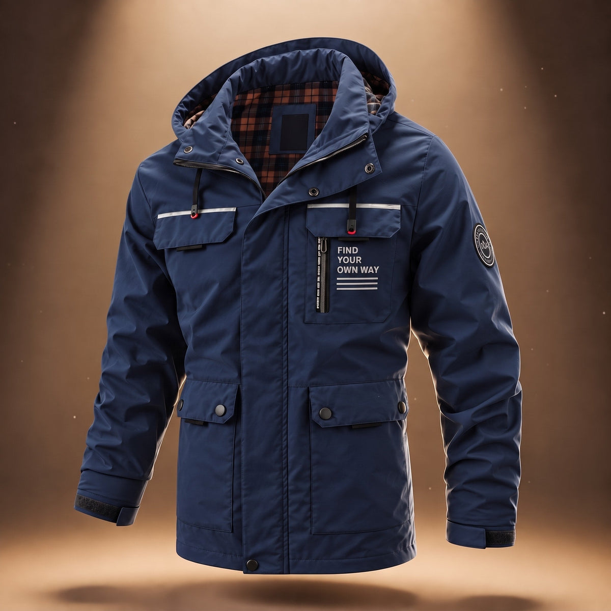 Men's Hooded Parka Jacket with Multi Pocket Design, Regular Fit