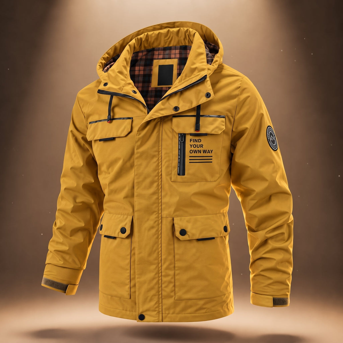Men's Hooded Parka Jacket with Multi Pocket Design, Regular Fit