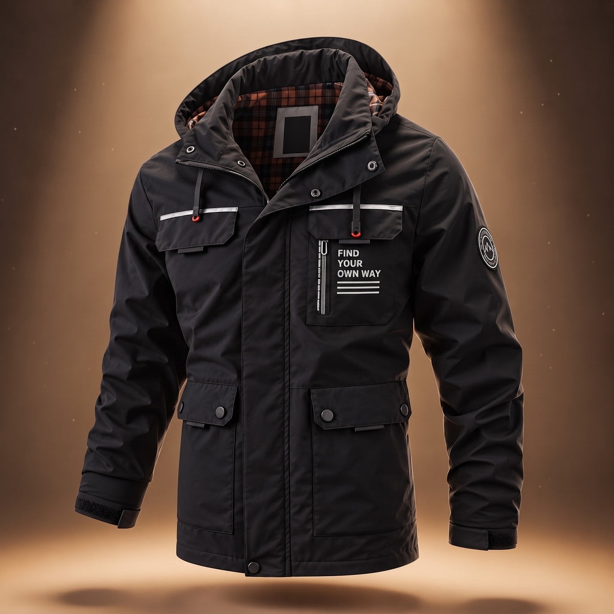 Men's Hooded Parka Jacket with Multi Pocket Design, Regular Fit