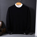 Men's Mock Neck Knit Jumper with Layered Shirt Collar, Regular Fit