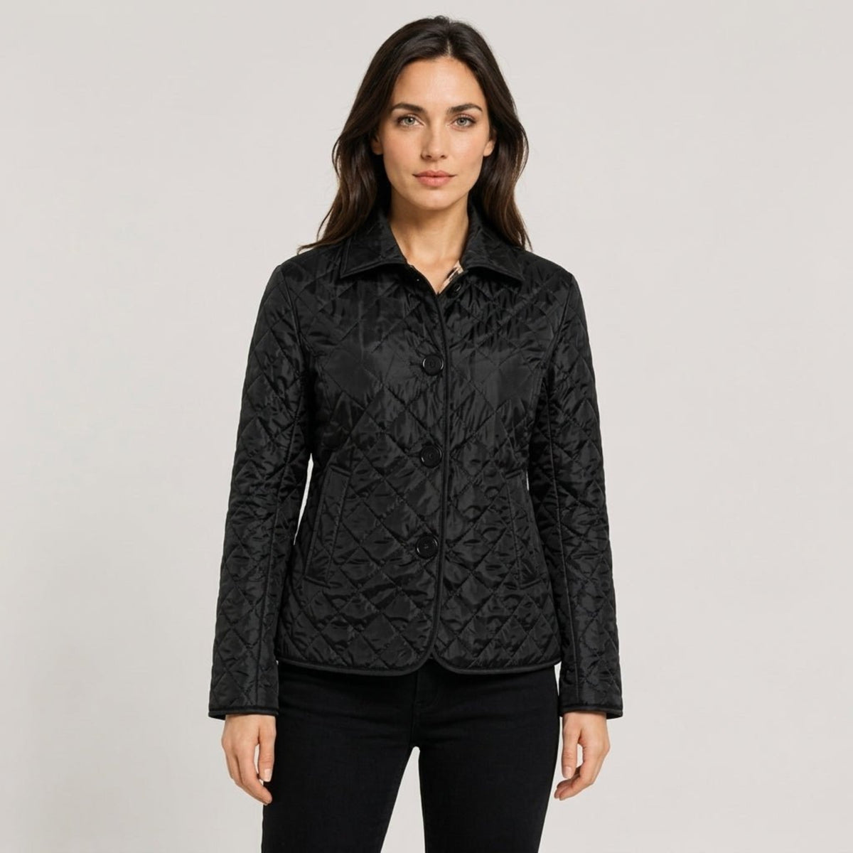 Women's Quilted Jacket with Collar, Button Front, Regular Fit
