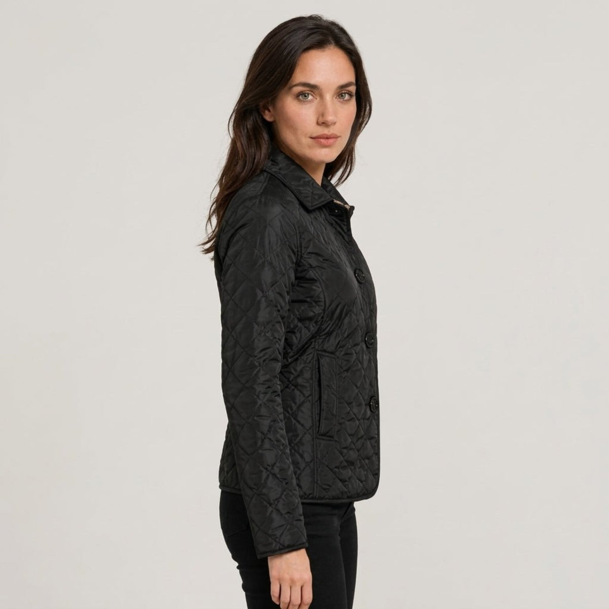 Women's Quilted Jacket with Collar, Button Front, Regular Fit
