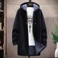 Men's Longline Hooded Knit Jacket, Soft Fleece Lining, Regular Fit
