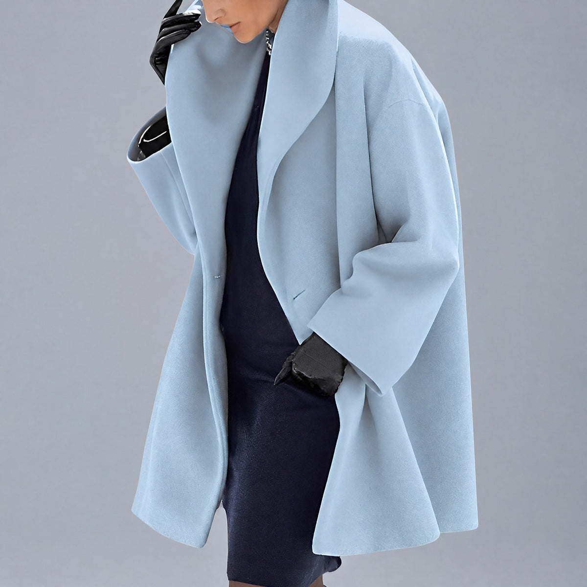 Women's Oversized Longline Coat with Shawl Collar, Relaxed Fit