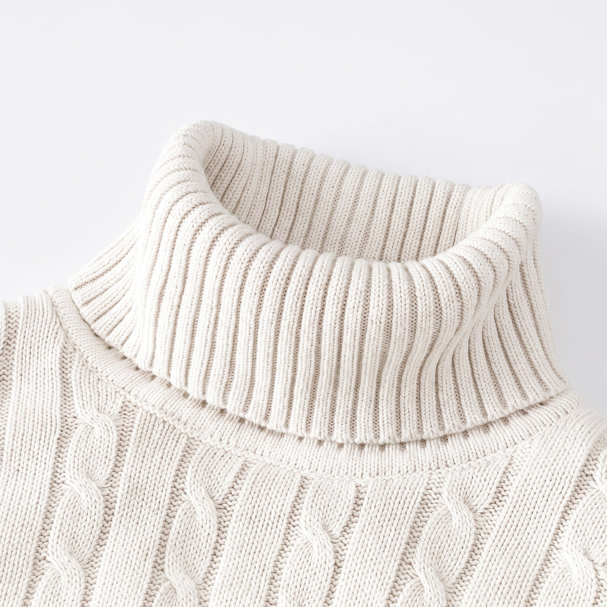 Men's Cable Knit Roll Neck Jumper, Slim Fit with Ribbed Cuffs