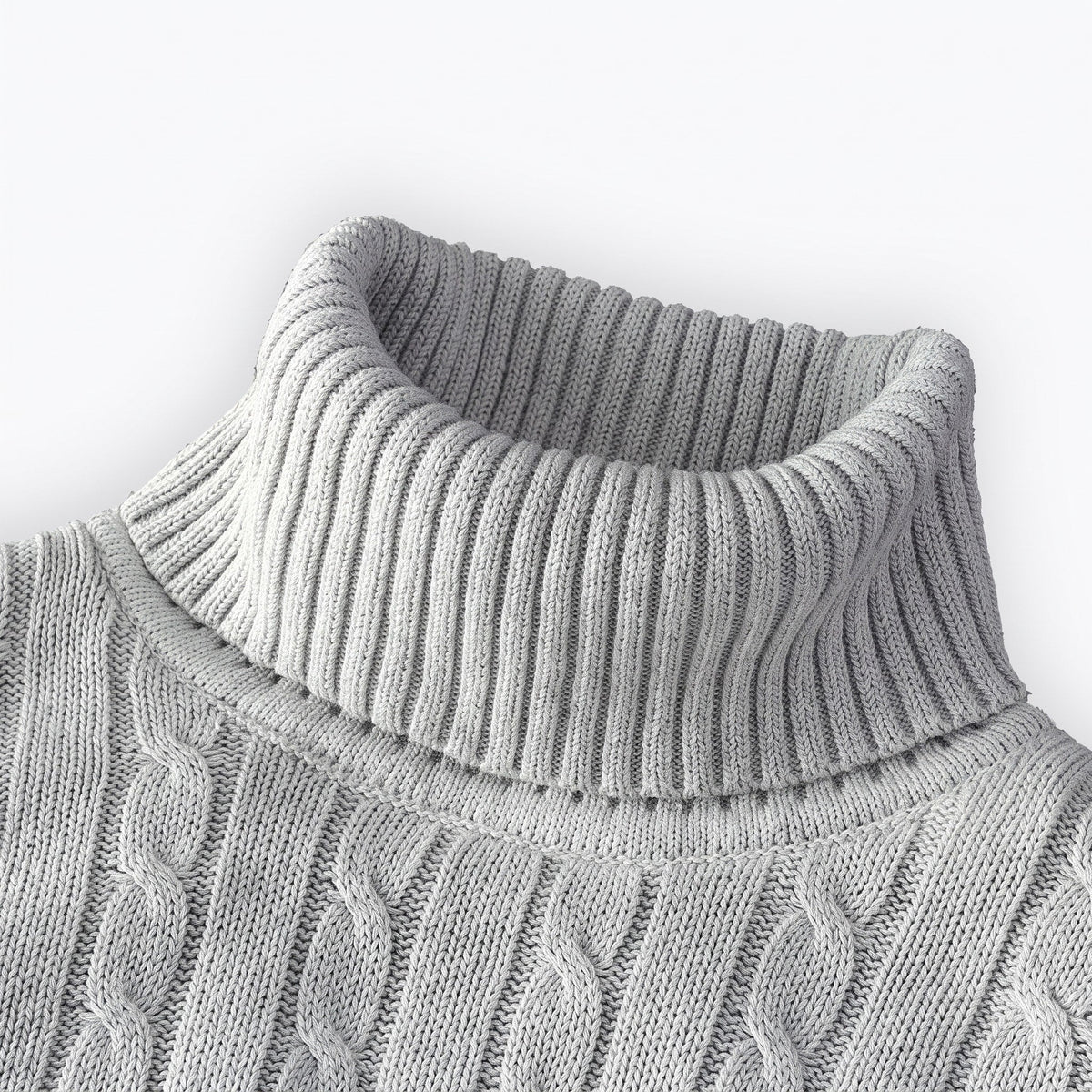 Men's Cable Knit Roll Neck Jumper, Slim Fit with Ribbed Cuffs
