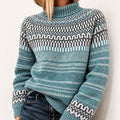 Women's Fair Isle Turtleneck Jumper, Chunky Knit Relaxed Fit