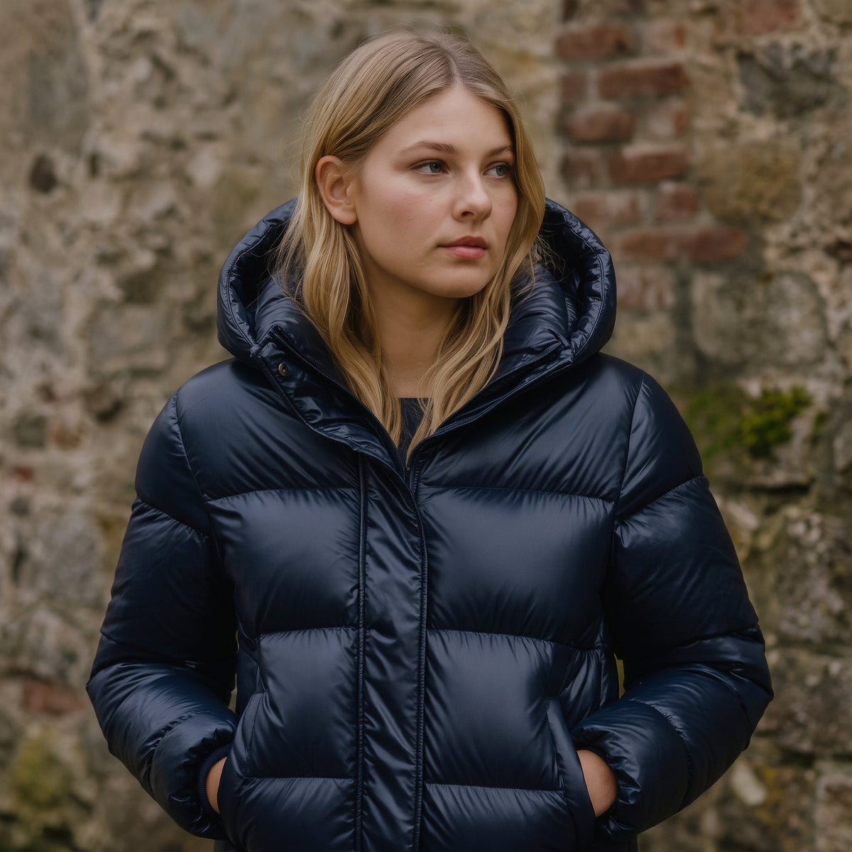 Women's Hooded Quilted Puffer Jacket, Regular Fit, Zip Closure