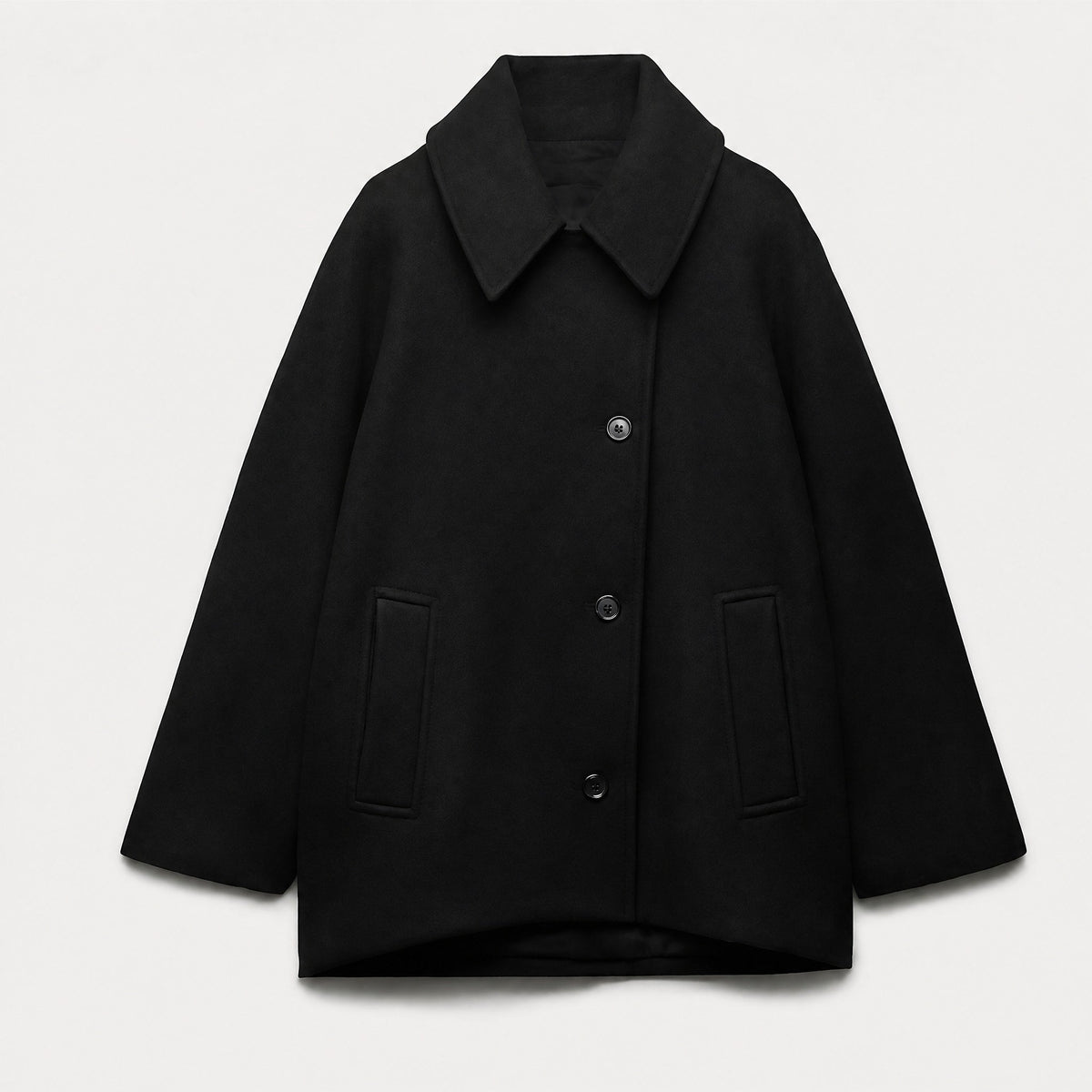 Women's Oversized Collared Button-Front Jacket, Relaxed Fit