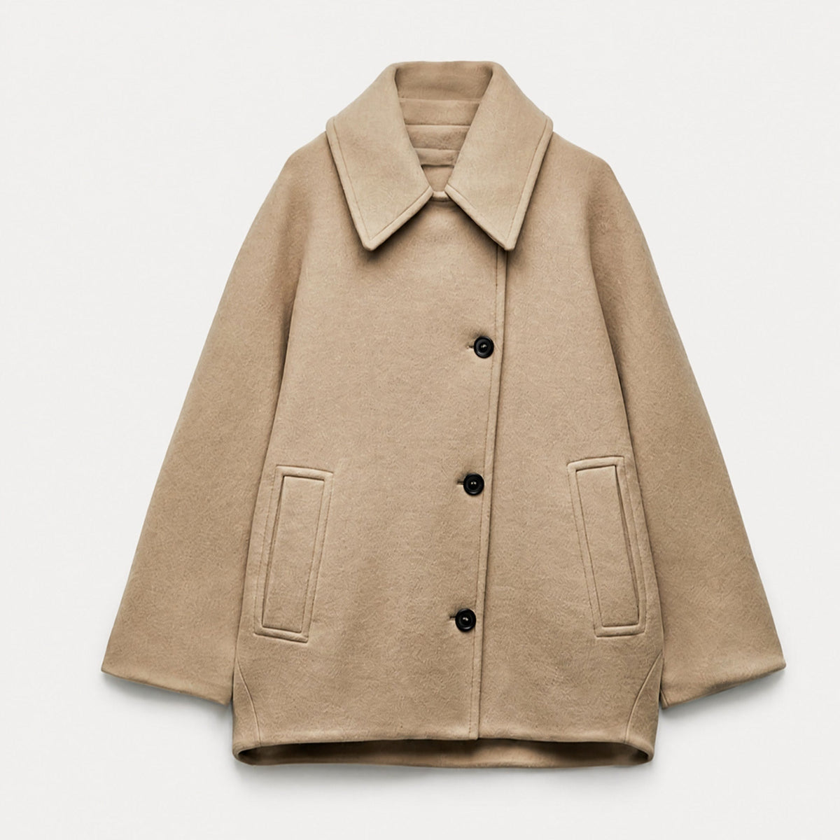 Women's Oversized Collared Button-Front Jacket, Relaxed Fit